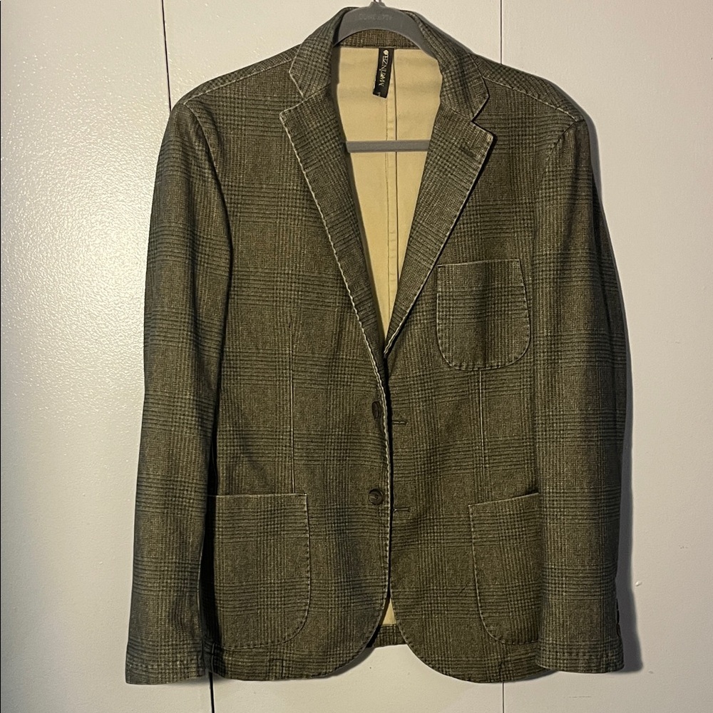 Martin zelo Men's Classic Olive Check Blazer